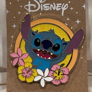 Disney Exclusive Lilo & Stitch Glitter Floral Frame Enamel Pin NWT